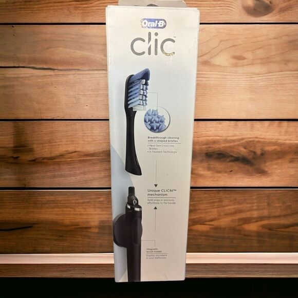 Oral B Clic Manual Toothbrush • Onyx Black Magnetic Toothbrush Holder • NIB - Picture 3 of 13